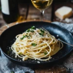 Spaghetti Aglio e Olio mit Weißwein, Sahne