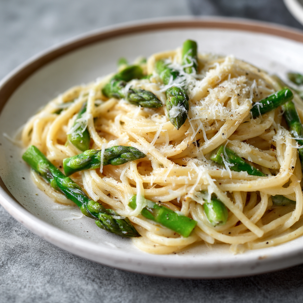 Rezept: Cremige Frühlings Pasta mit zartem grünem Spargel und würzigem ... Rezept: Cremige Frühlings Pasta mit zartem grünem Spargel und würzigem ...