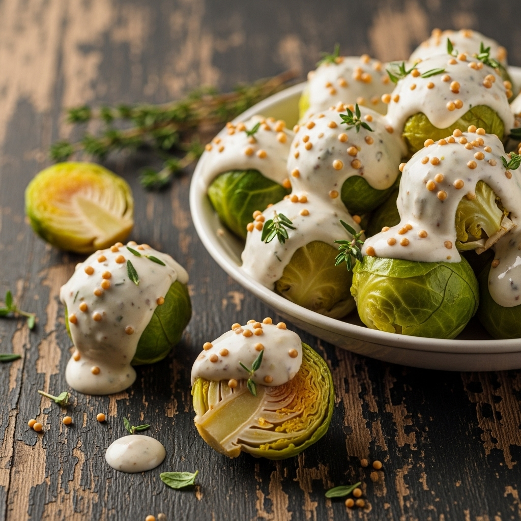 Rezept: Himmlischer Rosenkohl in cremiger Frischkäse Senf Soße Rezept: Himmlischer Rosenkohl in cremiger Frischkäse Senf Soße