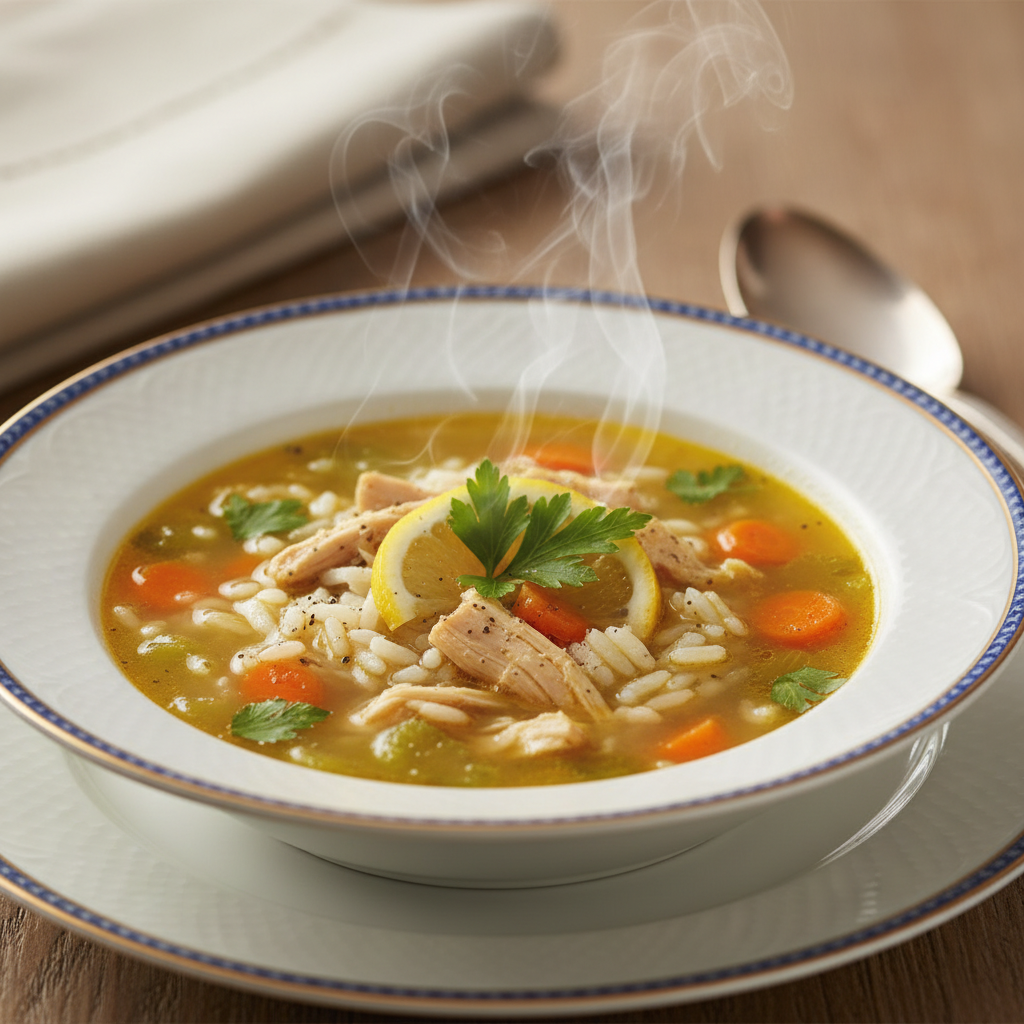 Rezept: Herzhafte Canja de Galinha: Portugiesische Hühnersuppe mit Reis