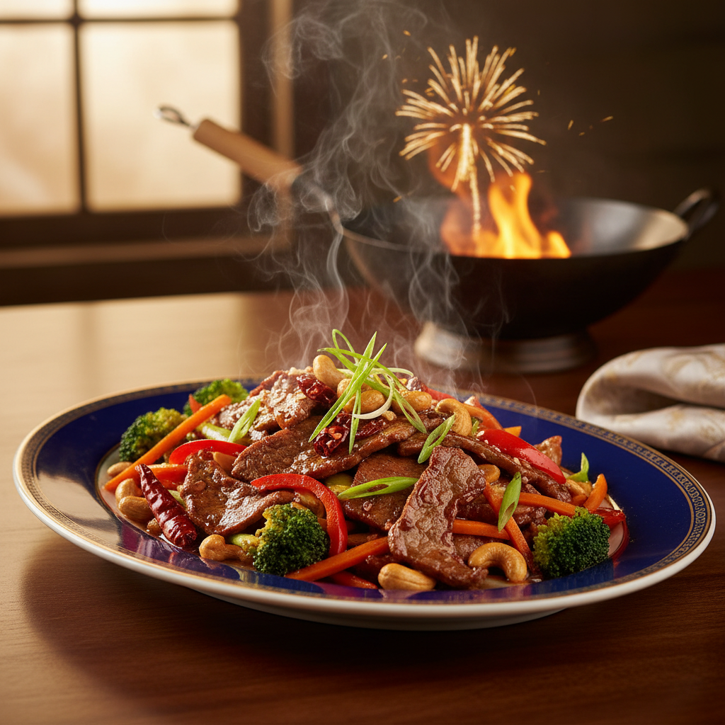 Rezept: Würziges Rindfleisch aus dem Wok mit Chili und Paprika