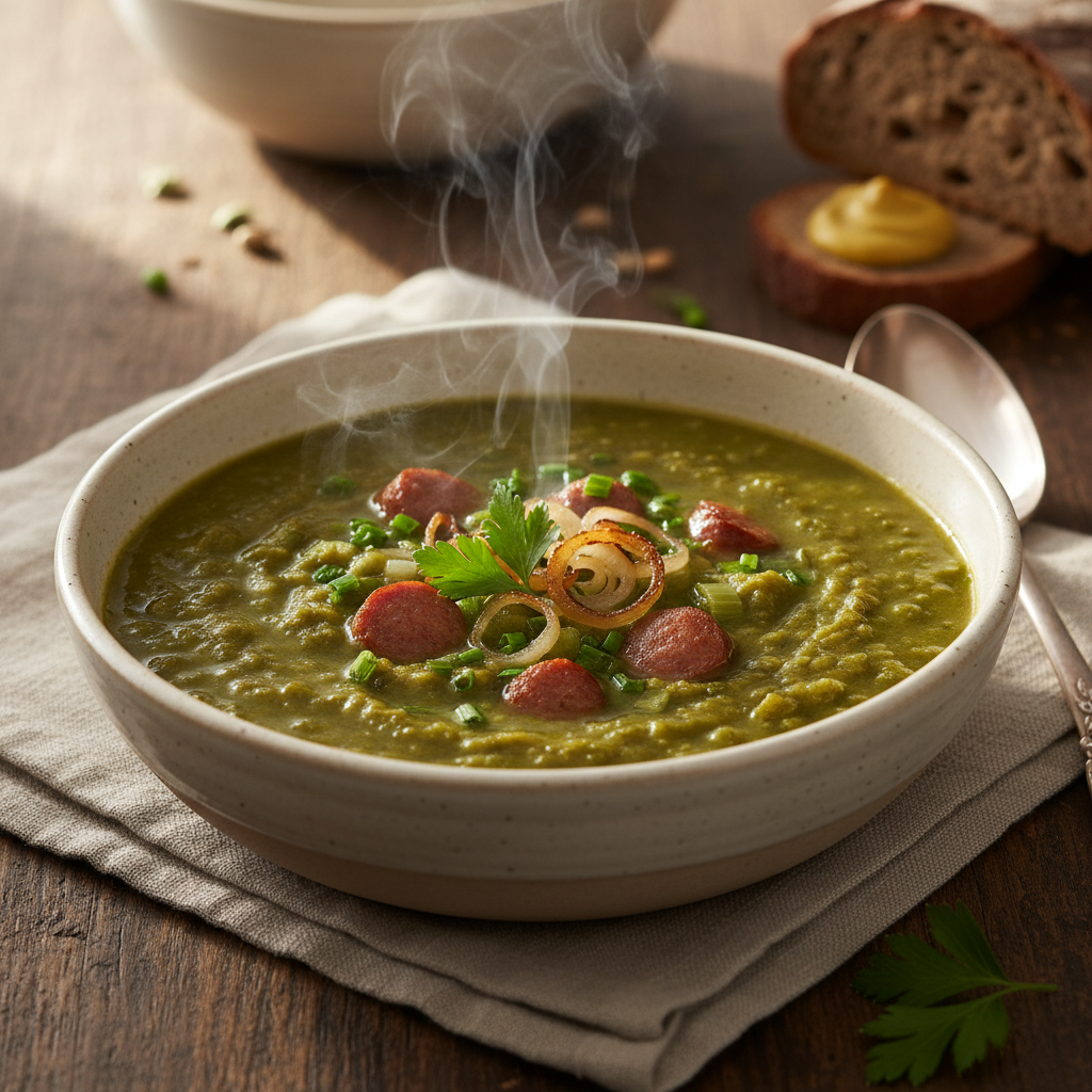 Rezept: Deftige Erwtensoep: Klassische Holländische Erbsensuppe