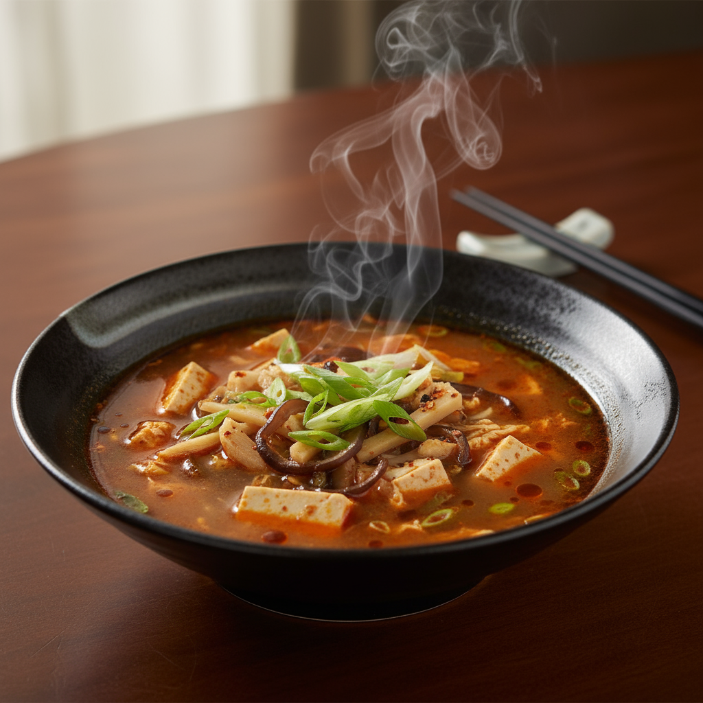 Rezept: Aromatische Pekingsuppe: Pikant-Sauer mit Shiitake und Tofu