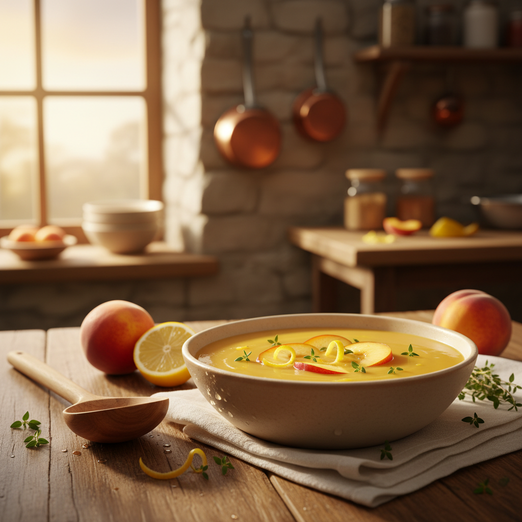 Rezept: Aromatische Pfirsichsuppe mit Zitrone und Thymian