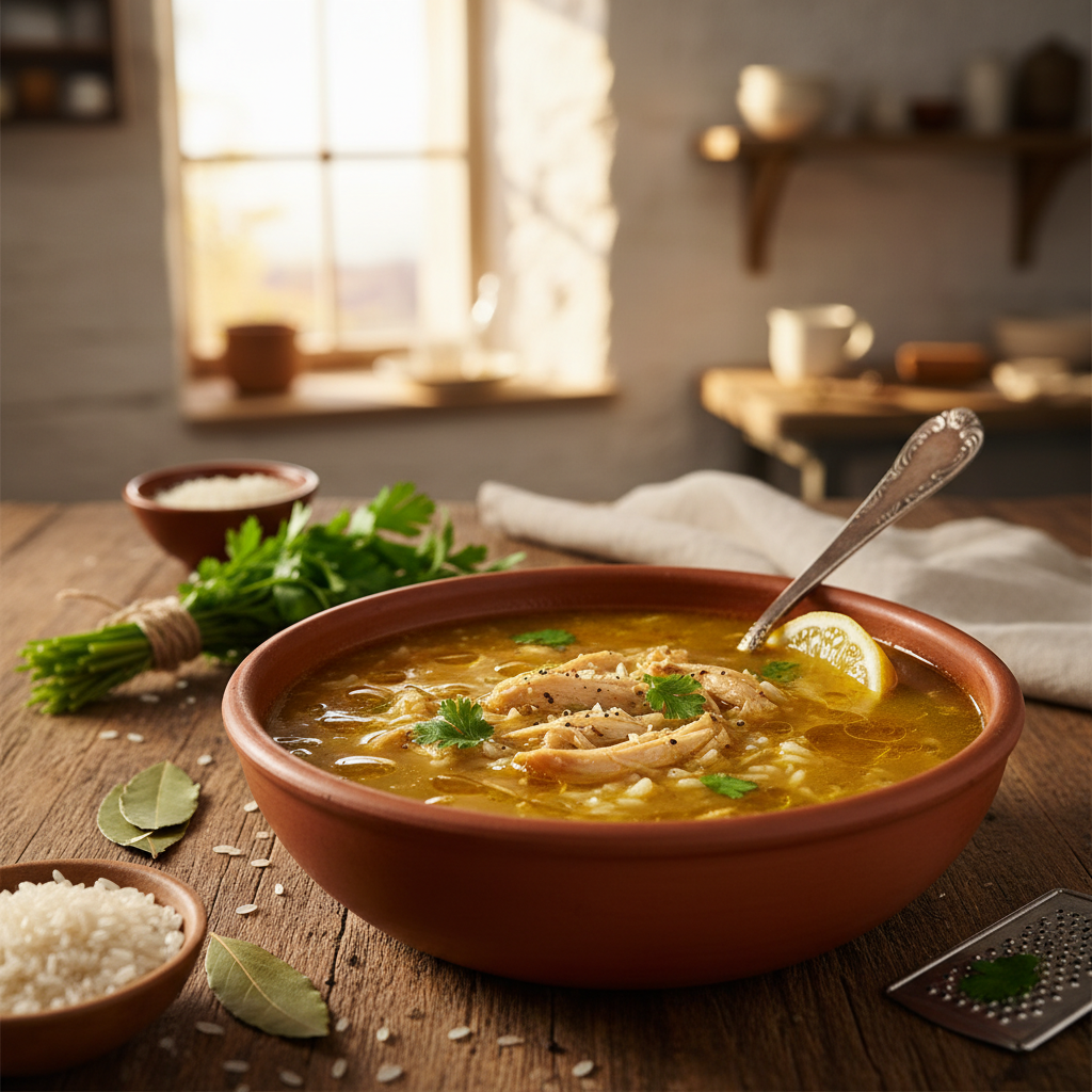 Rezept: Herzhafte Canja de Galinha: Portugiesische Hühnersuppe mit Reis