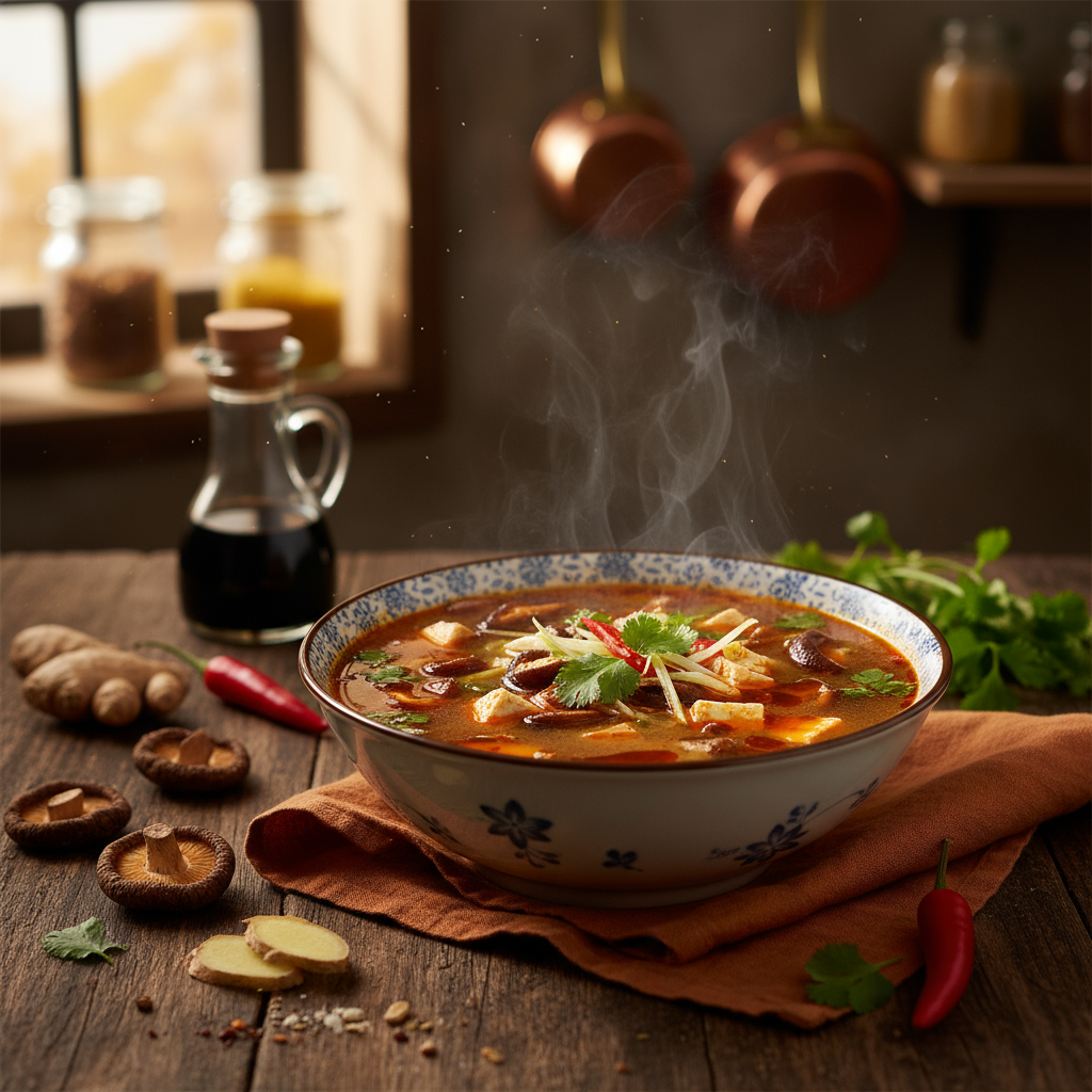 Rezept: Aromatische Pekingsuppe: Pikant-Sauer mit Shiitake und Tofu