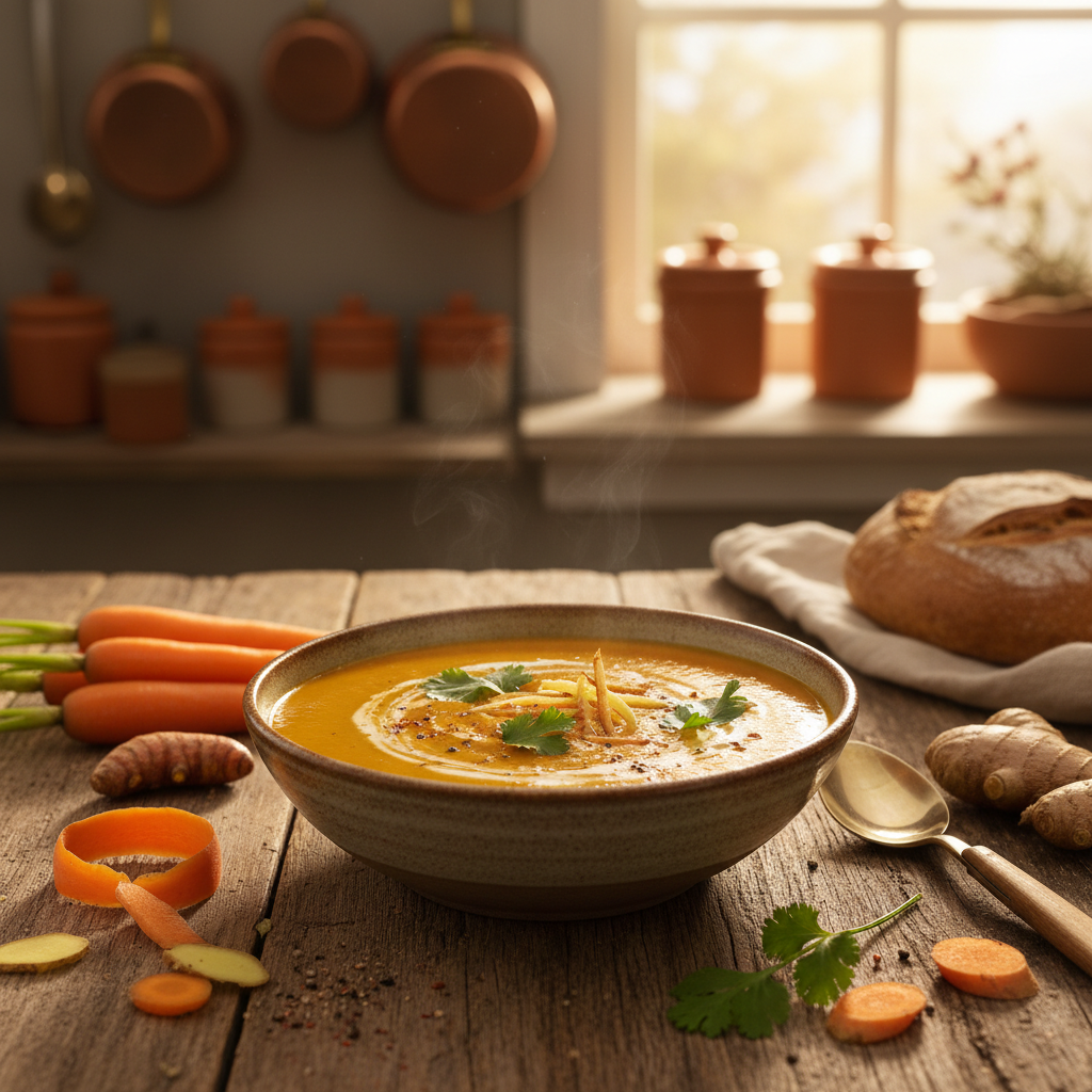 Rezept: Wärmende Karotten-Ingwer-Suppe mit Kurkuma