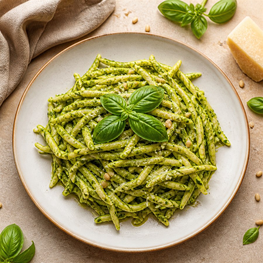 Trofie mit grünem Basilikumpesto für die Kategorie Pesto-Rezepte